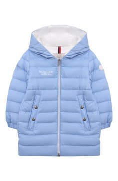 Детского пуховая куртка MONCLER голубого цвета, арт. H1-951-1C000-06-53333 | Фото 1 (Материал внешний: Синтетический материал; Кросс-КТ НВ: Куртки; Материал сплава: Проставлено; Нос: Не проставлено; Материал утеплителя: Пух и перо; Материал подклада: Хлопок)