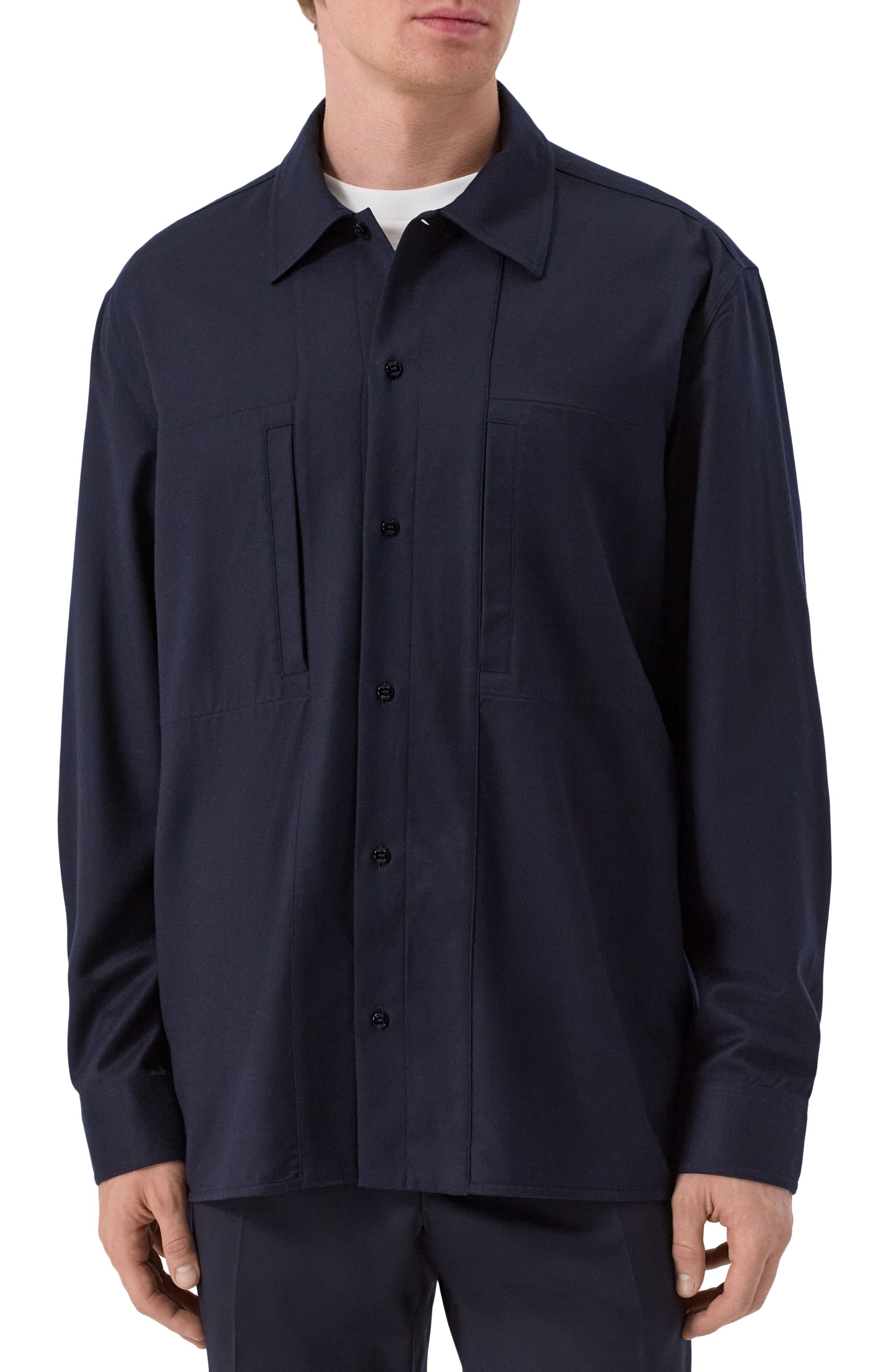 Рубашка из шерсти и шелка ZILLI темно-синего цвета по цене 138500 руб., арт. SP0B01M024091001U, фото 3 Рубашка из шерсти и шелка ZILLI, арт. SP0B01M024091001U, фото 3