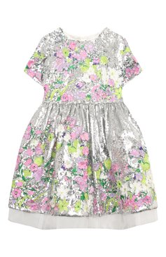 Детское платье ELIE SAAB JUNIOR серебряного цвета, арт. EFAB026 TS0048/10A-14A | Фото 1 (Материал сплава: Проставлено; Драгоценные камни: Проставлено; Рукава: Короткие; Материал внешний: Синтетический материал; Материал подклада: Вискоза; Девочки Кросс-КТ: Платье-одежда; Случай: Вечерний; Ростовка одежда: 10 - 11 лет | 140 - 146см, 13 - 15 лет | 158 см, 12 лет | 152 см)