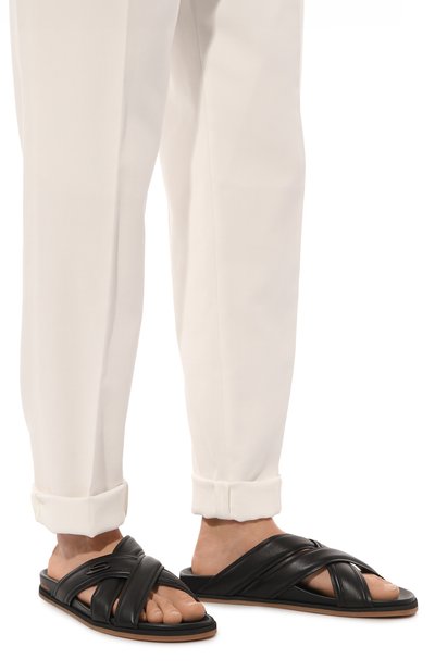 Кожаные шлепанцы erik SANTONI черного цвета по цене 59950 руб., арт. MCEG18089HV6MTZ8U60, фото 3 Кожаные шлепанцы erik SANTONI, арт. MCEG18089HV6MTZ8U60, фото 3