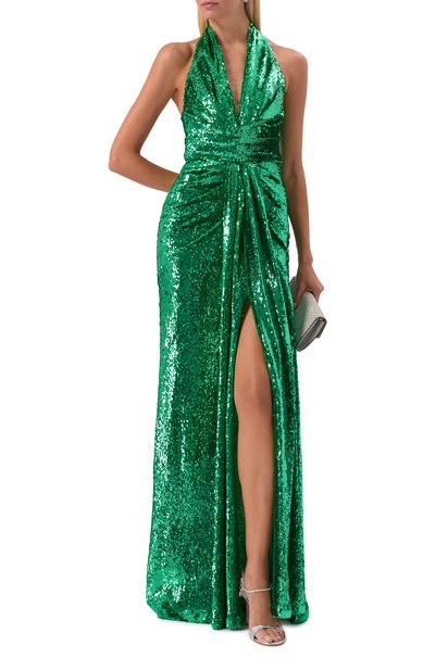 Платье с отделкой пайетками ZUHAIR MURAD зеленого цвета по цене 464500 руб., арт. PDR25043/EMSE013, фото 2 Платье с отделкой пайетками ZUHAIR MURAD, арт. PDR25043/EMSE013, фото 2