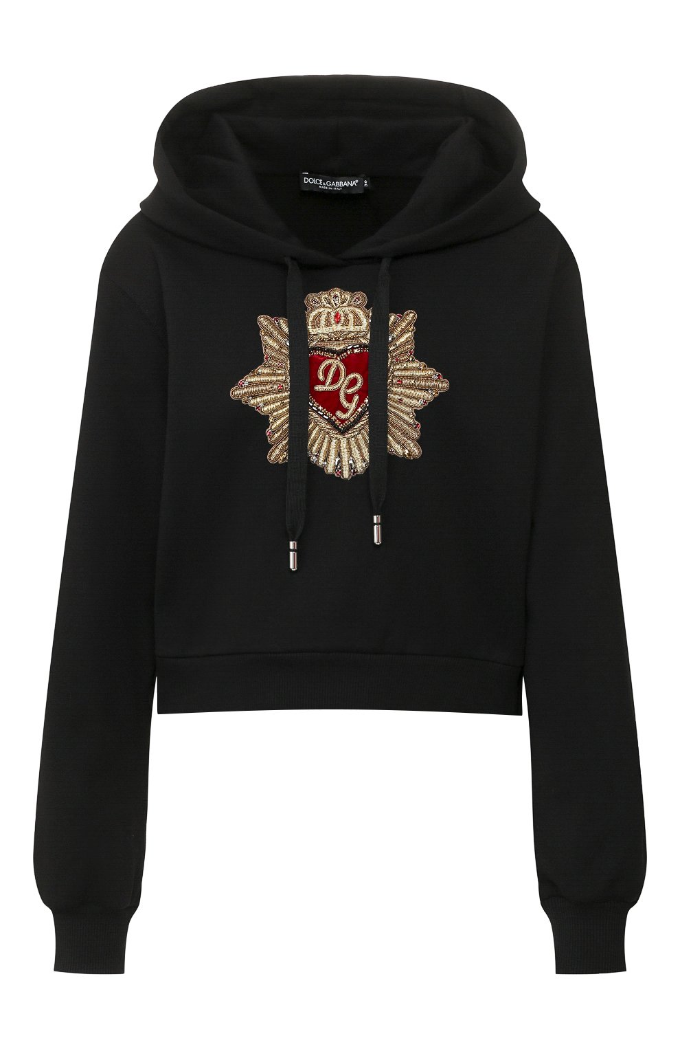 Хлопковое худи DOLCE & GABBANA черного цвета по цене 125500 руб., арт. F9H75Z/G7VVS, фото 1 Хлопковое худи DOLCE & GABBANA, арт. F9H75Z/G7VVS, фото 1