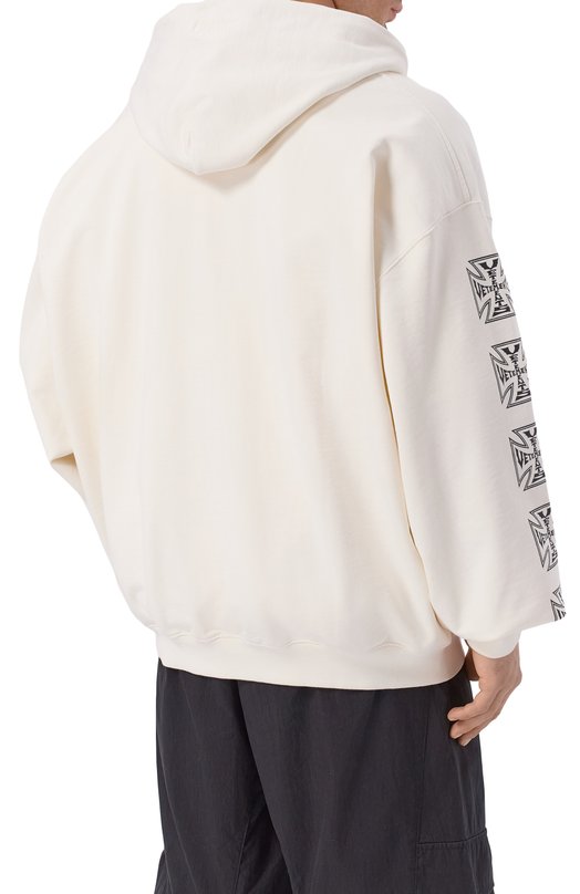Хлопковая толстовка VETEMENTS ME76ZU167V/1302 M0LLET0N Кремовый  ME76ZU167V/1302 M0LLET0N Фото 4