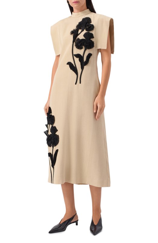 Платье из вискозы и шелка Jil Sander J03CT0468/J65005 Бежевый  J03CT0468/J65005 Фото 2