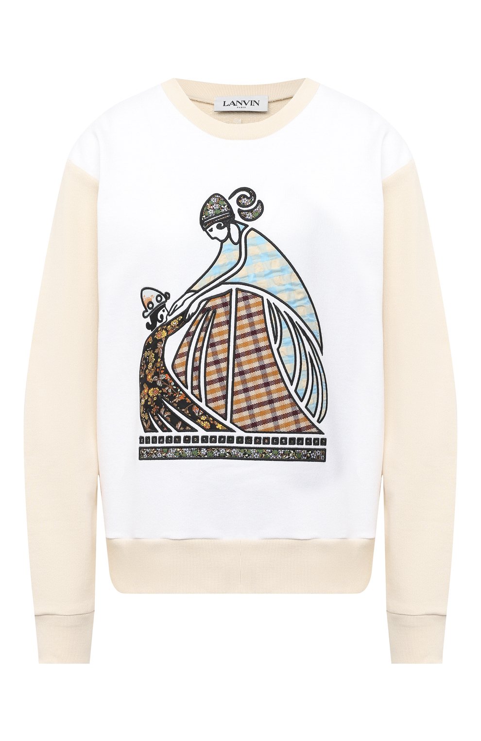 Хлопковый свитшот LANVIN кремового цвета по цене 61750 руб., арт. RW-T0637J-JR19-A20, фото 1 Хлопковый свитшот LANVIN, арт. RW-T0637J-JR19-A20, фото 1