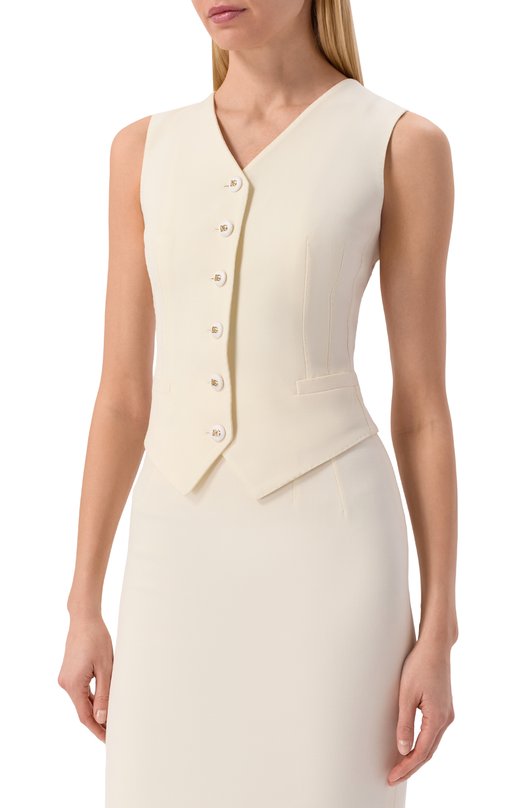 Жилет из шерсти и шелка Dolce & Gabbana F79H6T/FUBGC Белый  F79H6T/FUBGC Фото 3