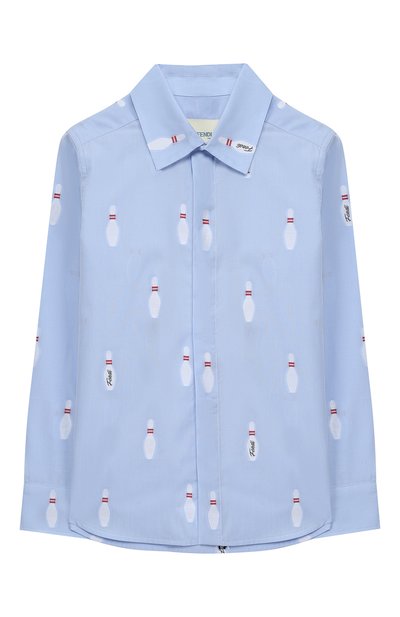 Хлопковая рубашка с воротником кент FENDI, арт. JMC068/A40D/3A-5A
