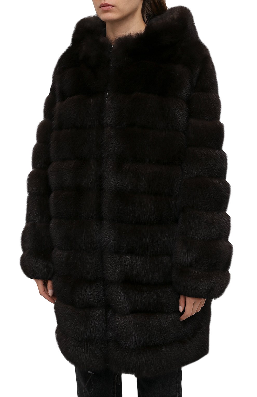 Двусторонняя шуба из меха соболя MANZONI24, арт. 21M551-ZNY/EXTRA DARK/48-52, фото 3