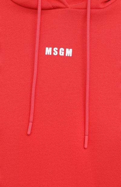 Хлопковое худи MSGM красного цвета по цене 21050 руб., арт. 3041MDM86 217299, фото 5 Хлопковое худи MSGM, арт. 3041MDM86 217299, фото 5