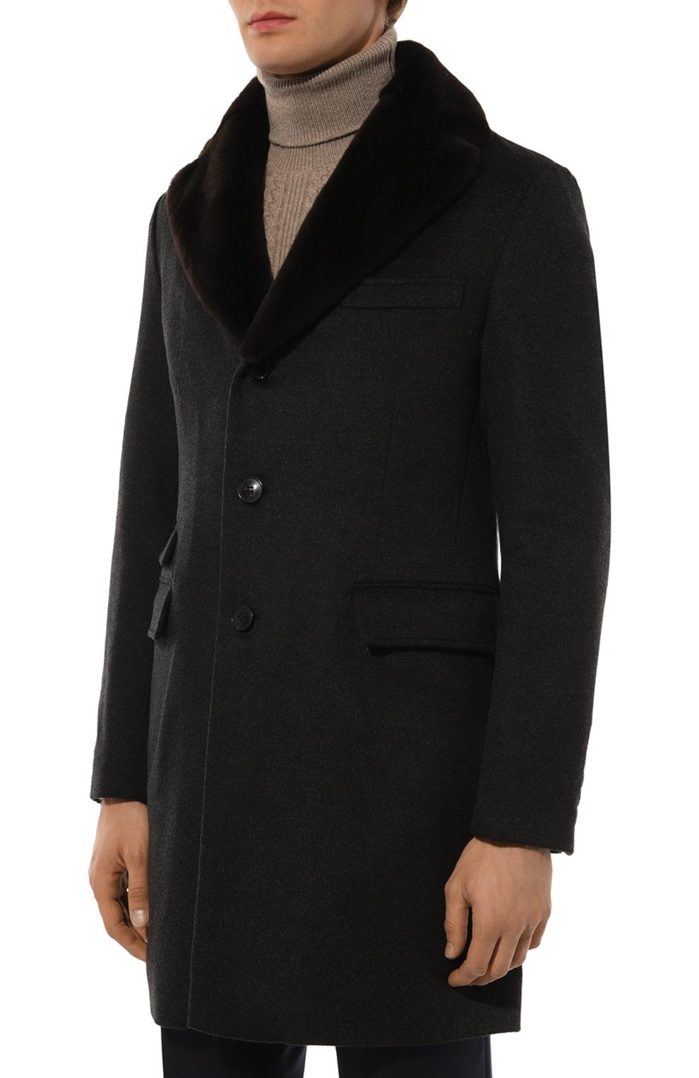 Пальто с воротником из нутрии ANDREA CAMPAGNA, арт. 24U039, фото 3