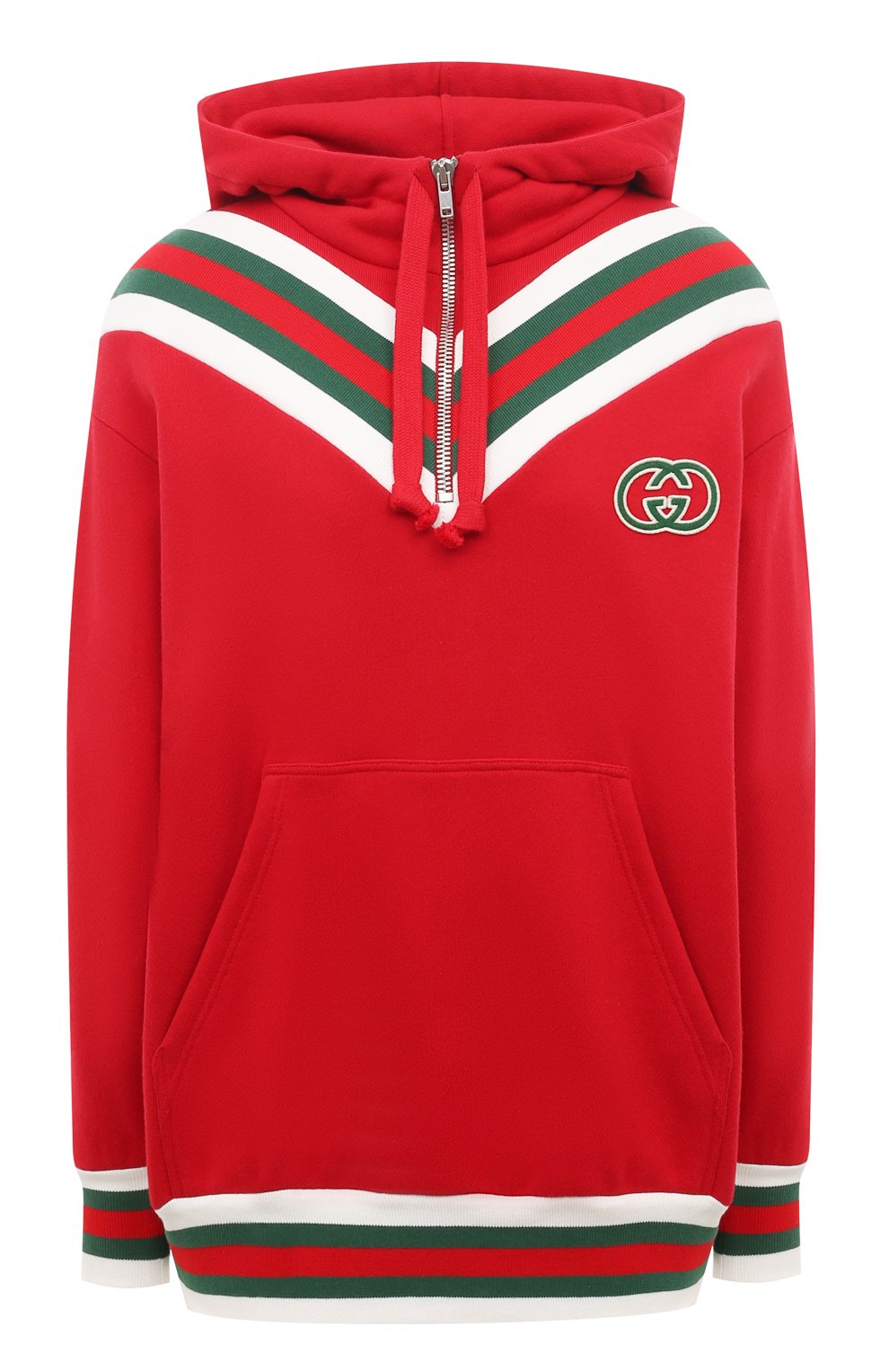 Хлопковое худи GUCCI красного цвета по цене 176500 руб., арт. 717410/XJEVX, фото 1 Хлопковое худи GUCCI, арт. 717410/XJEVX, фото 1