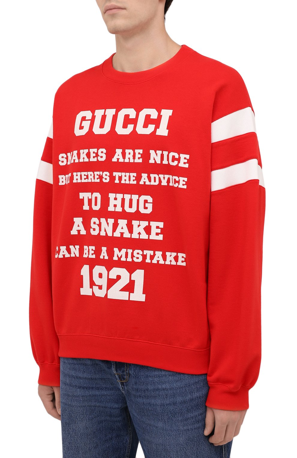 Хлопковый свитшот GUCCI красного цвета по цене 113760 руб., арт. 655471/XJDH0, фото 3 Хлопковый свитшот GUCCI, арт. 655471/XJDH0, фото 3