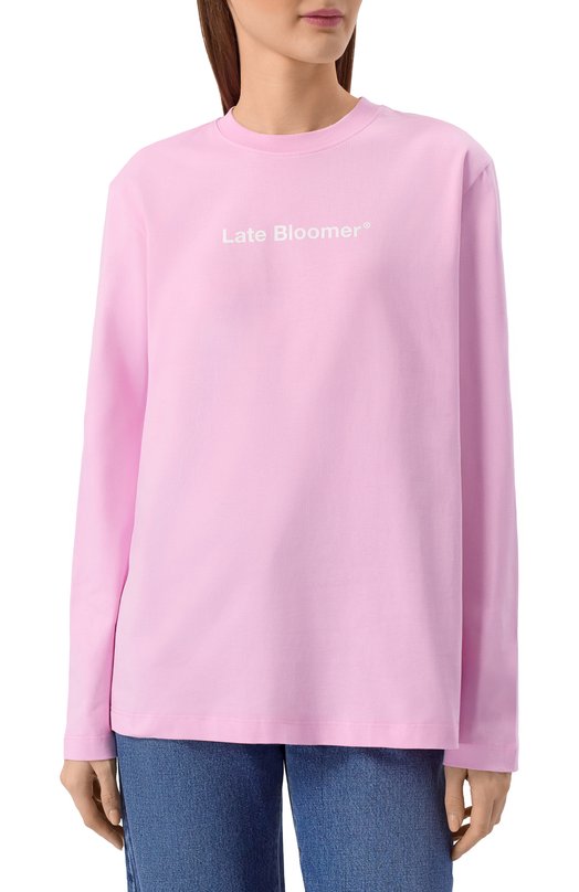 Хлопковый лонгслив MSGM 4041MDM131D/267002 Розовый  4041MDM131D/267002 Фото 3