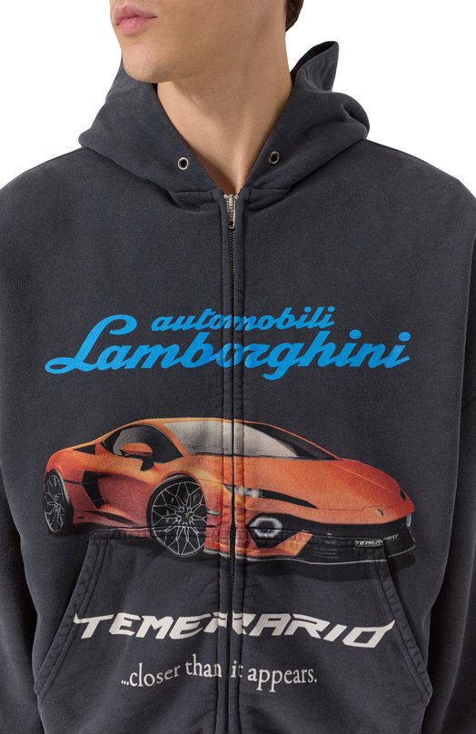 Хлопковая толстовка Balenciaga x Automobili Lamborghini Balenciaga 833399/TSVT9 Серый  833399/TSVT9 Фото 5