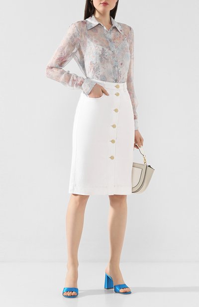 Джинсовая юбка SEE BY CHLOÉ белого цвета по цене 29950 руб., арт. CHS20SDJ07163, фото 2 Джинсовая юбка SEE BY CHLOÉ, арт. CHS20SDJ07163, фото 2