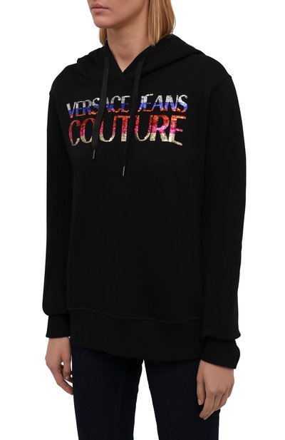 Хлопковое худи VERSACE JEANS COUTURE, арт. 71HAIG02-71DP308 R 4 L0G0 SEQUINS/CF00G, фото 3