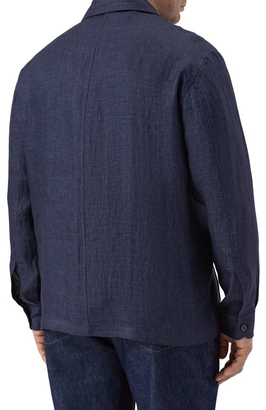 Льняная куртка-рубашка Stefano Ricci SP008204/BN2930 Синий  SP008204/BN2930 Фото 4