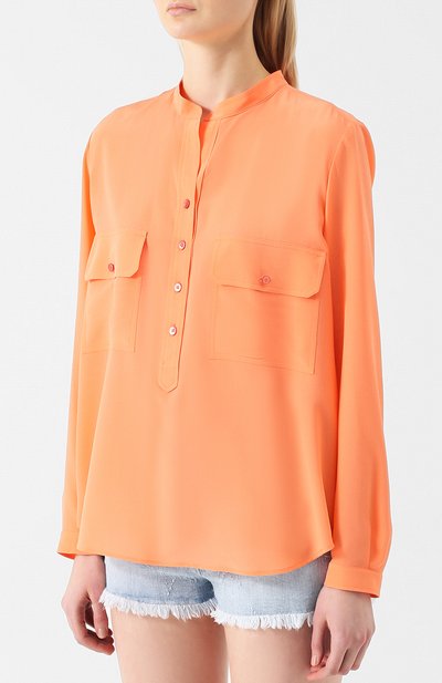 Шелковая блузка STELLA MCCARTNEY кораллового цвета по цене 69950 руб., арт. 386118/SY206, фото 3 Шелковая блузка STELLA MCCARTNEY, арт. 386118/SY206, фото 3
