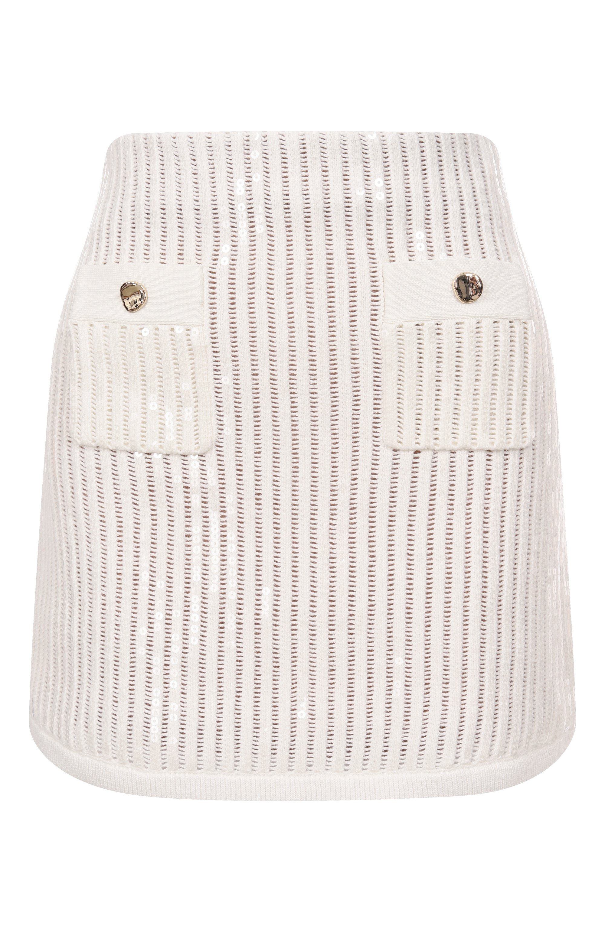 Юбка из хлопка и кашемира SELF-PORTRAIT белого цвета по цене 48050 руб., арт. SS25126SKW, фото 1 Юбка из хлопка и кашемира SELF-PORTRAIT, арт. SS25126SKW, фото 1