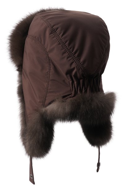 Шапка-ушанка modern с мехом соболя BLACK SABLE коричневого цвета по цене 241000 руб., арт. BS-MHMP-EB, фото 2 Шапка-ушанка modern с мехом соболя BLACK SABLE, арт. BS-MHMP-EB, фото 2