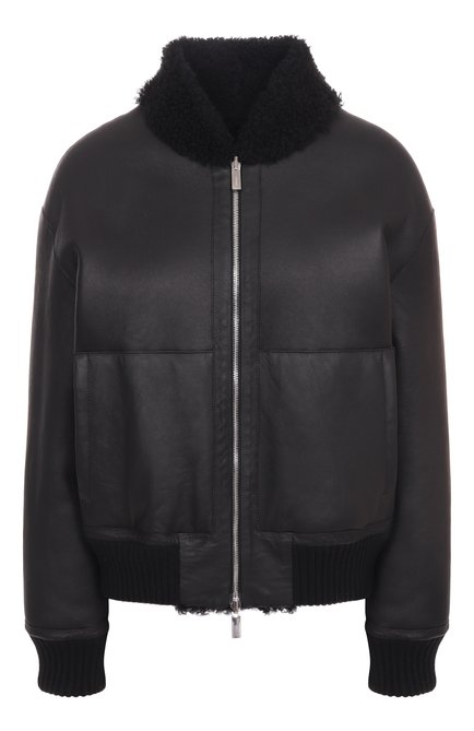 Женская двусторонний бомбер из овчины KITON черного цвета, арт. D58576K0545F02 | Фото 1 (Материал внешний: Натуральный мех; Длина (верхняя одежда): Короткие; Материал сплава: Проставлено; Рукава: Длинные; Драгоценные камни: Проставлено)
