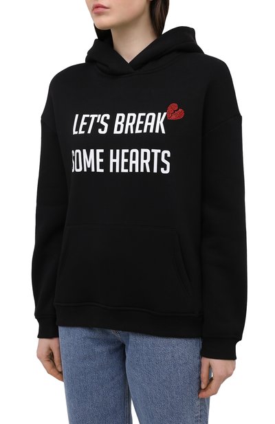 Хлопковое худи SEVEN LAB черного цвета по цене 11550 руб., арт. HW20-BR HEART CR black, фото 3 Хлопковое худи SEVEN LAB, арт. HW20-BR HEART CR black, фото 3