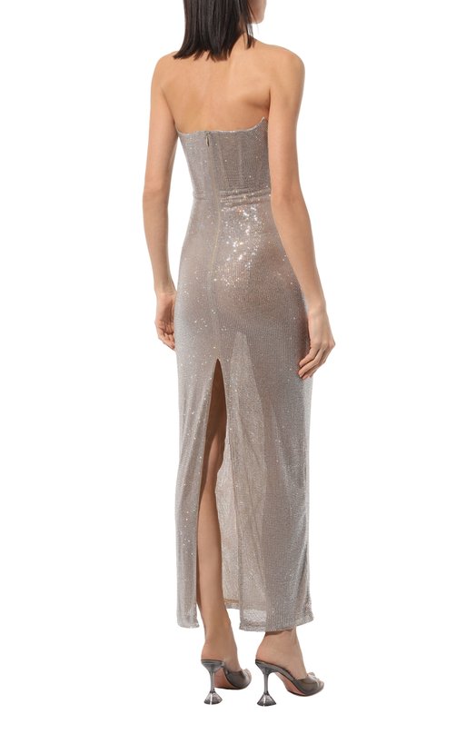 Платье с отделкой стразами Giuseppe di Morabito FW23095LD-C-212 Серебряный  FW23095LD-C-212 Фото 4