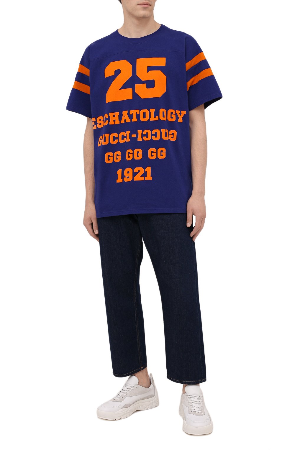 Хлопковая футболка GUCCI синего цвета по цене 64800 руб., арт. 655459/XJDHG, фото 2 Хлопковая футболка GUCCI, арт. 655459/XJDHG, фото 2