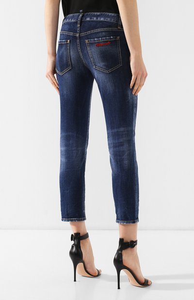 Джинсы с потертостями DSQUARED2 темно-синего цвета по цене 35600 руб., арт. S75LB0146/S30595, фото 4 Джинсы с потертостями DSQUARED2, арт. S75LB0146/S30595, фото 4