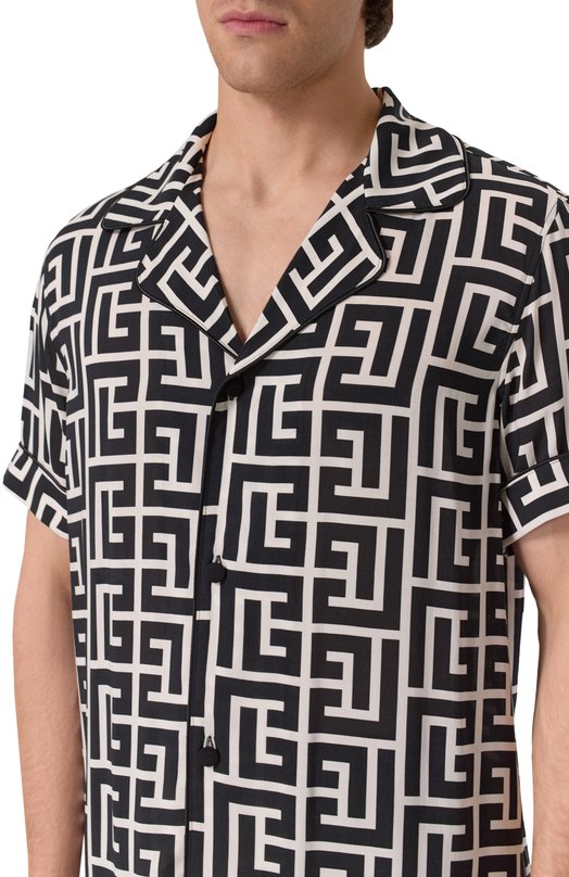 Рубашка из вискозы Balmain FH1HN011/VD01 Чёрно-белый  FH1HN011/VD01 Фото 5