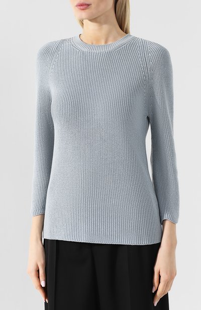 Хлопковый пуловер REDVALENTINO голубого цвета по цене 39950 руб., арт. RR3KCA74/UCZ, фото 3 Хлопковый пуловер REDVALENTINO, арт. RR3KCA74/UCZ, фото 3