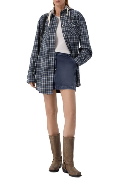 Хлопковая рубашка MIU MIU синего цвета по цене 225000 руб., арт. MK2051/6210, фото 2 Хлопковая рубашка MIU MIU, арт. MK2051/6210, фото 2