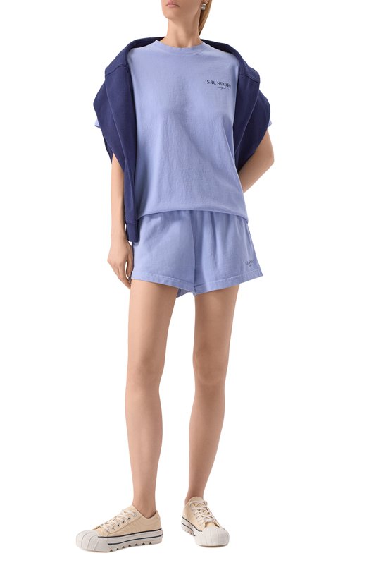 Хлопковые шорты Sporty and Rich SH037612304BL59 Голубой  SH037612304BL59 Фото 2