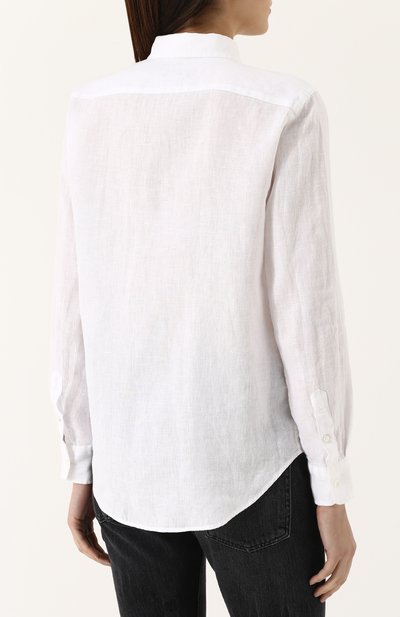 Однотонная льняная блуза с вышитым логотипом бренда POLO RALPH LAUREN, арт. 211697461, фото 4