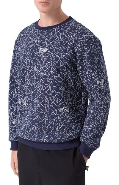 Хлопковый свитшот MOSCHINO синего цвета по цене 28250 руб., арт. A1701/9310, фото 3 Хлопковый свитшот MOSCHINO, арт. A1701/9310, фото 3
