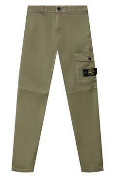 Детские хлопковые брюки STONE ISLAND хаки цвета, арт. 751630411/10-12 | Фото 1 (Случай: Повседневный; Материал внешний: Хлопок; Мальчики Кросс-КТ: Брюки-одежда; Ростовка одежда: 10 - 11 лет | 140 - 146см, 13 - 15 лет | 158 см)