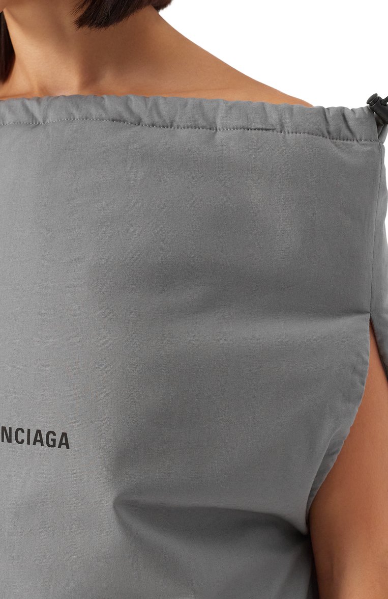 Женский хлопковый топ BALENCIAGA серого цвета, арт. 809439/TRM13 | Фото 5 (Драгоценные камни: Проставлено; Материал сплава: Проставлено; Длина (для топов): Стандартные; Рукава: Без рукавов; Стили: Гранж; Материал внешний: Хлопок)