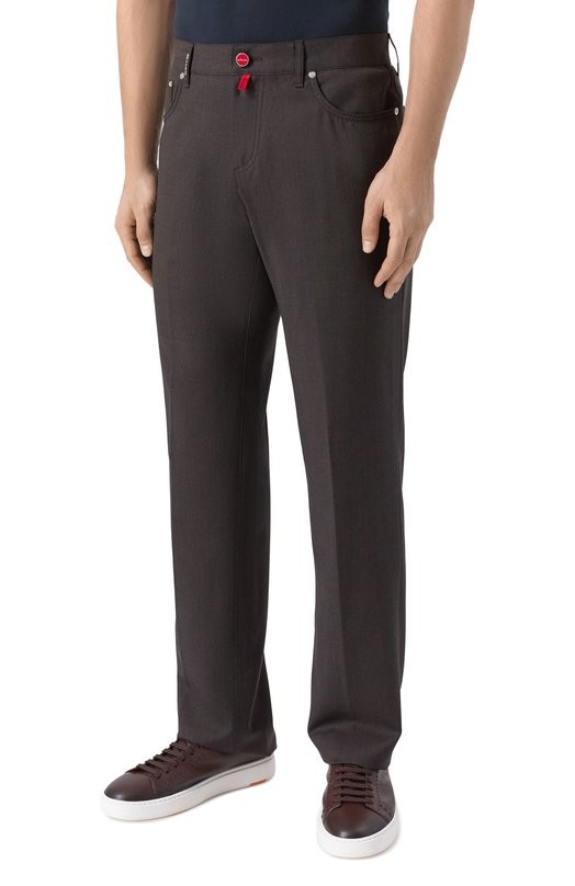 Шерстяные брюки Kiton UFPPERK0127H07 Коричневый  UFPPERK0127H07 Фото 3