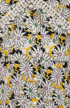 Женское платье из вискозы MIU MIU  цвета, арт. MF4366-1ZP6-F0010 | Фото 5 (Длина Ж (юбки, платья, шорты): Мини; Материал внешний: Вискоза; Рукава: Длинные; Стили: Романтичный; Случай: Повседневный; Женское Кросс-КТ: Платье-одежда; Драгоценные камни: Проставлено; Материал сплава: Проставлено)