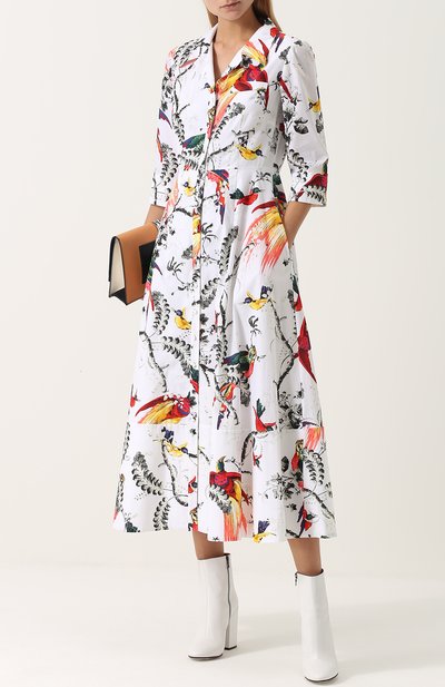 Приталенное платье-рубашка с принтом ERDEM, арт. PF17_20771PPP, фото 2
