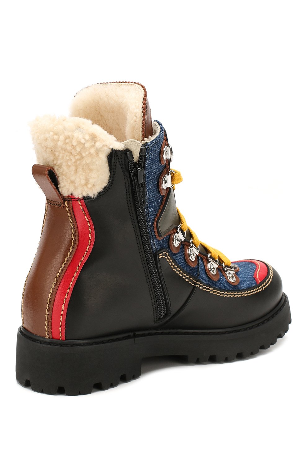 Кожаные бо тинки с меховой отделкой DSQUARED2, арт. 62452/36-41, фото 3