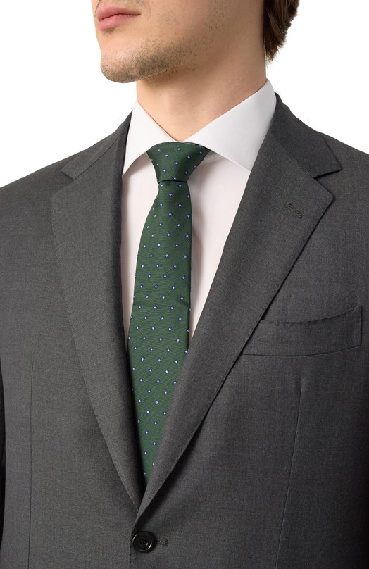 Шелковый галстук Corneliani 25U302-2520309 Зелёный  25U302-2520309 Фото 2