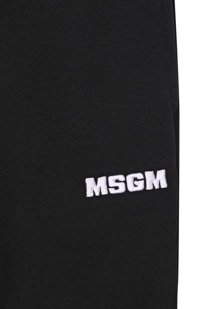 Хлопковые джоггеры MSGM KIDS черного цвета по цене 10950 руб., арт. S6MSJUFP287, фото 3 Хлопковые джоггеры MSGM KIDS, арт. S6MSJUFP287, фото 3