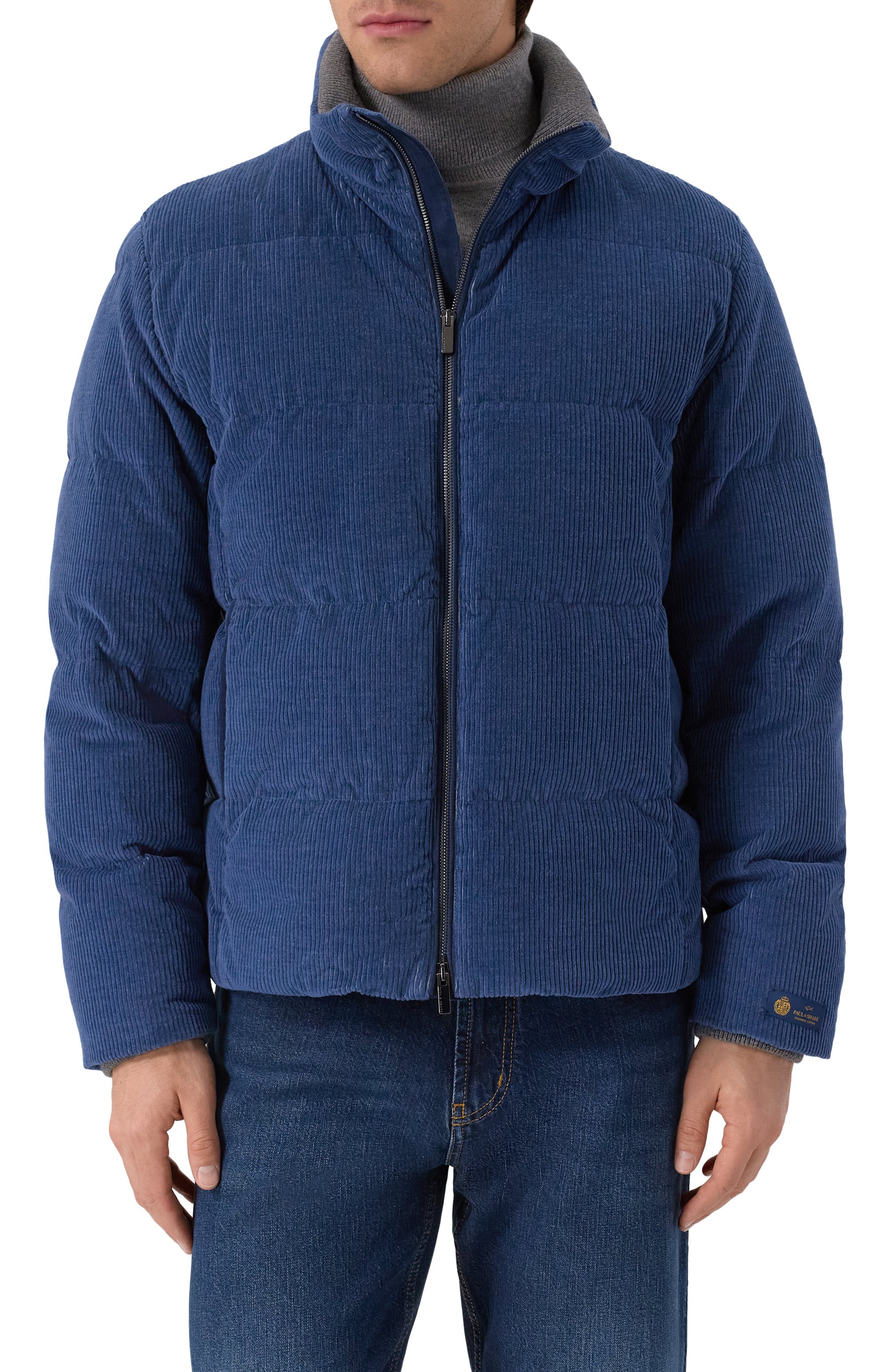 Вельветовый пуховик PAUL&SHARK синего цвета по цене 177000 руб., арт. 15312710, фото 3 Вельветовый пуховик PAUL&SHARK, арт. 15312710, фото 3