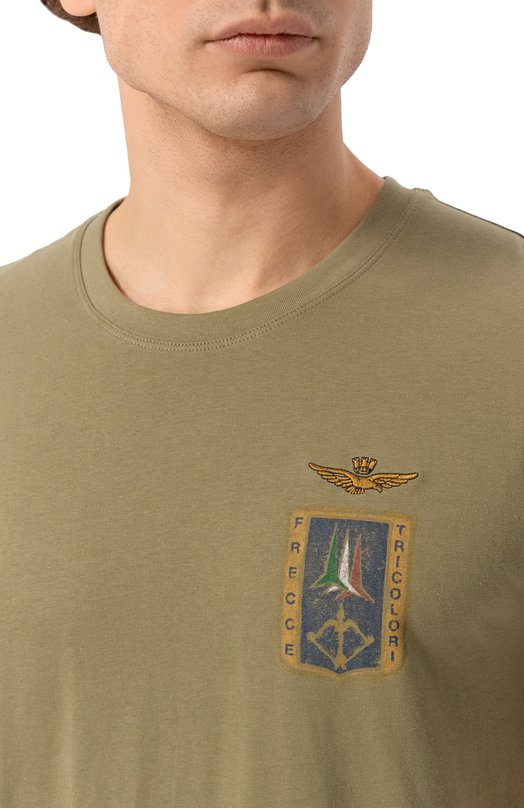 Хлопковая футболка Aeronautica Militare TS2534UJ00641 Хаки  TS2534UJ00641 Фото 5