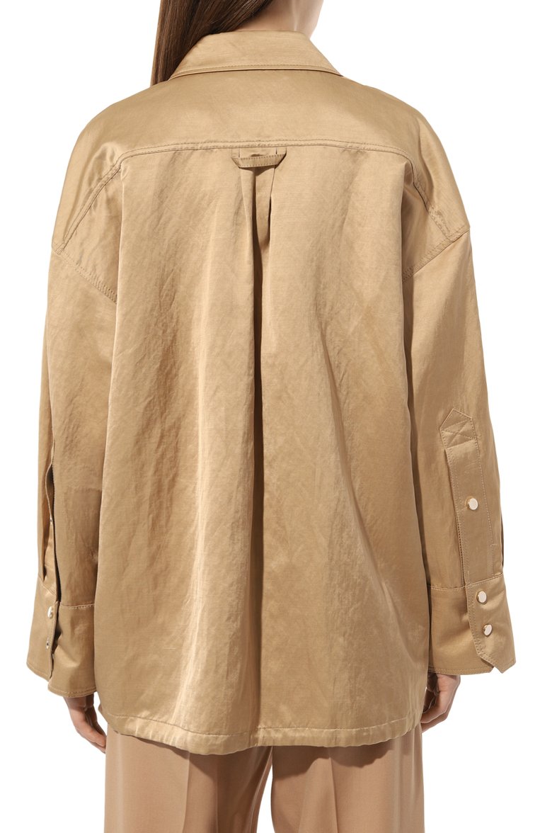 Женская куртка DOROTHEE SCHUMACHER золотого цвета, арт. 540302 | Фото 4 (Кросс-КТ: Куртка, Легкая куртка; Рукава: Длинны�е; Материал сплава: Проставлено; Материал внешний: Вискоза, Растительное волокно; Драгоценные камни: Проставлено; Длина (верхняя одежда): Короткие; Стили: Кэжуэл)