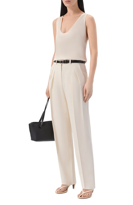 Брюки из вискозы и шерсти Loulou de Saison ALI0 Кремовый  ALI0 Фото 2