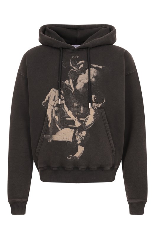 Хлопковое худи Off-White 0MBB085S25FLE000 Серый 0MBB085S25FLE000