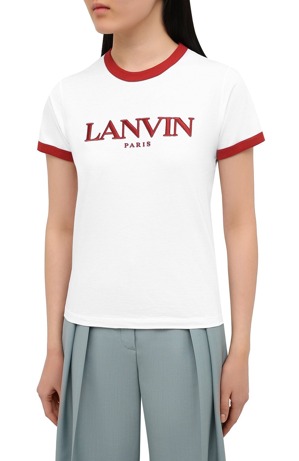 Хлопковая футболка LANVIN белого цвета по цене 26500 руб., арт. RW-T0688J-JR54-P21, фото 3 Хлопковая футболка LANVIN, арт. RW-T0688J-JR54-P21, фото 3