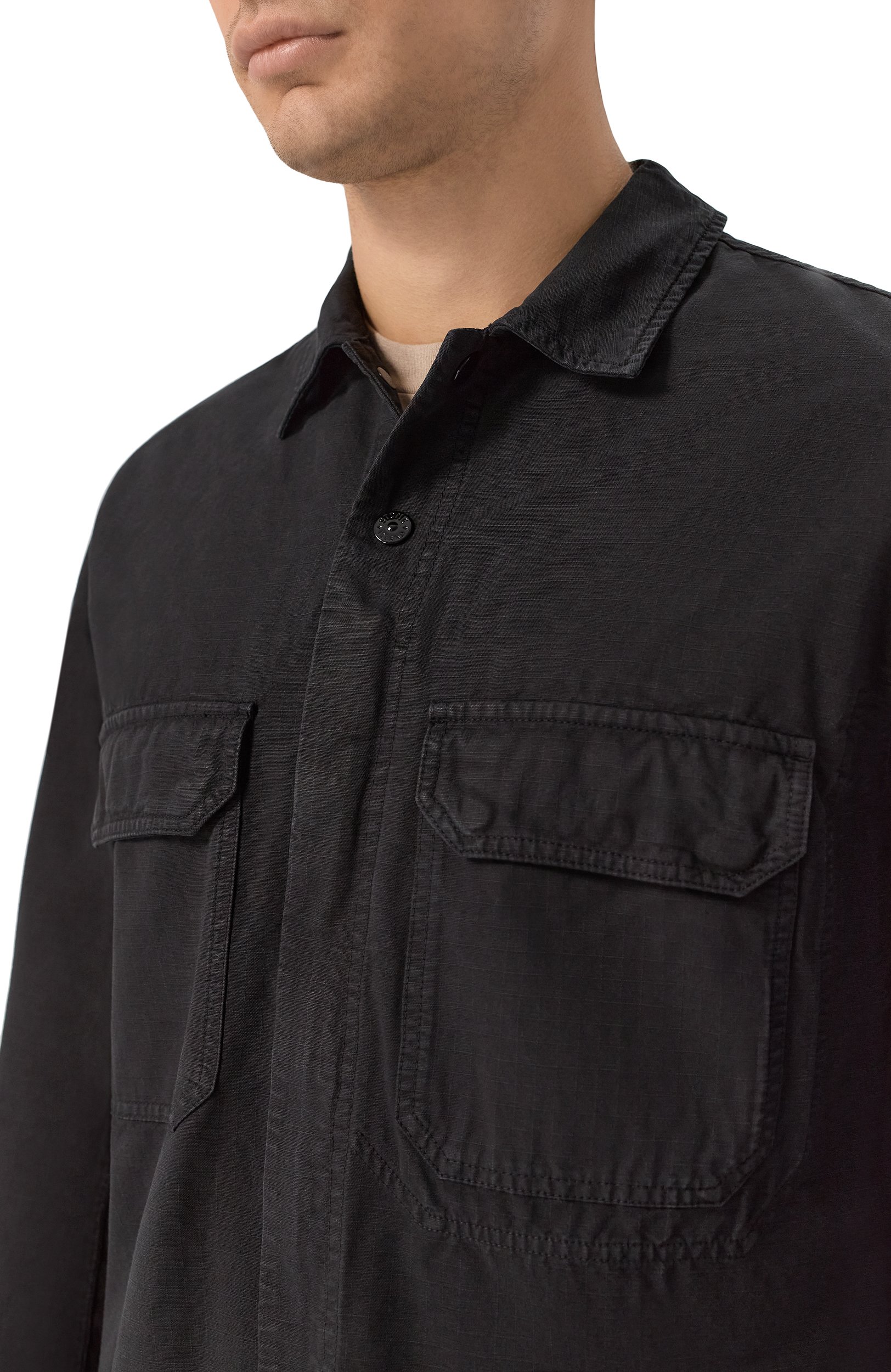 Хлопковая куртка-рубашка STONE ISLAND черного цвета по цене 73250 руб., арт. K2S151200009/S0211, фото 5 Хлопковая куртка-рубашка STONE ISLAND, арт. K2S151200009/S0211, фото 5